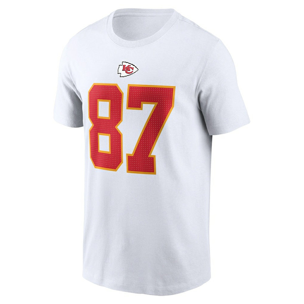 Travis Kelce Kansas City Chiefs Player Name & Number T-Shirt - White T-shirts