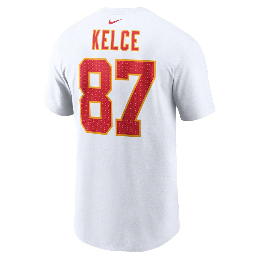 Travis Kelce Kansas City Chiefs Player Name & Number T-Shirt - White T-shirts