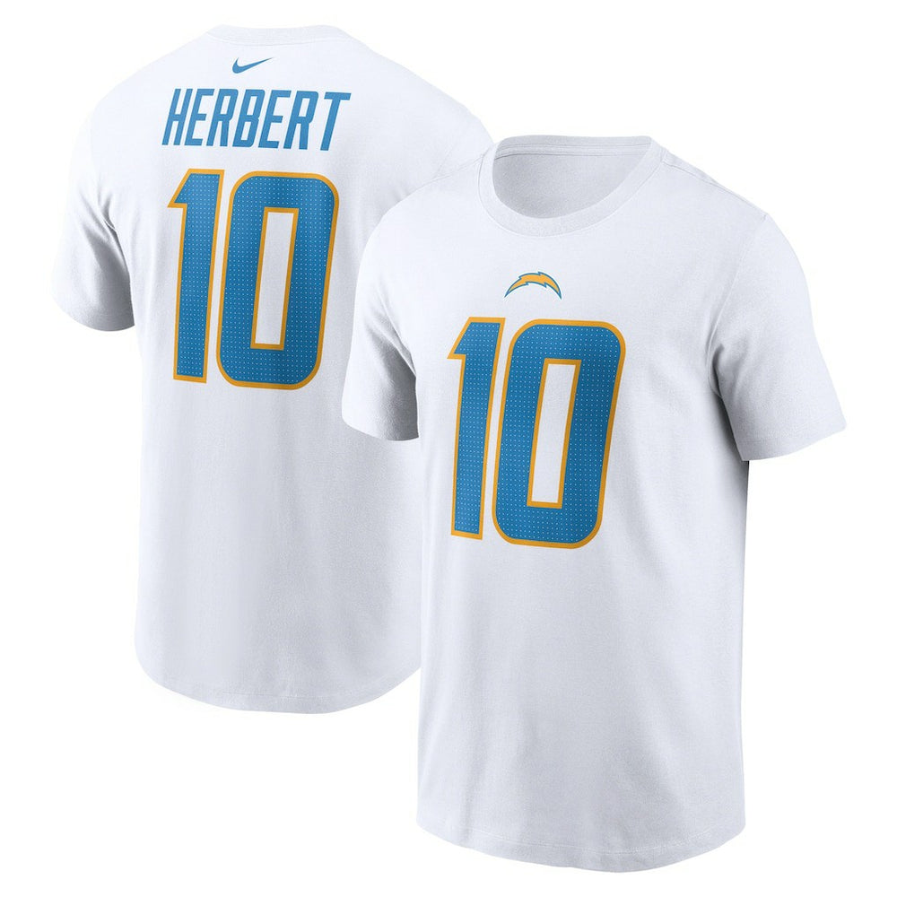 Justin Herbert Los Angeles Chargers Player Name & Number T-Shirt - White T-shirts