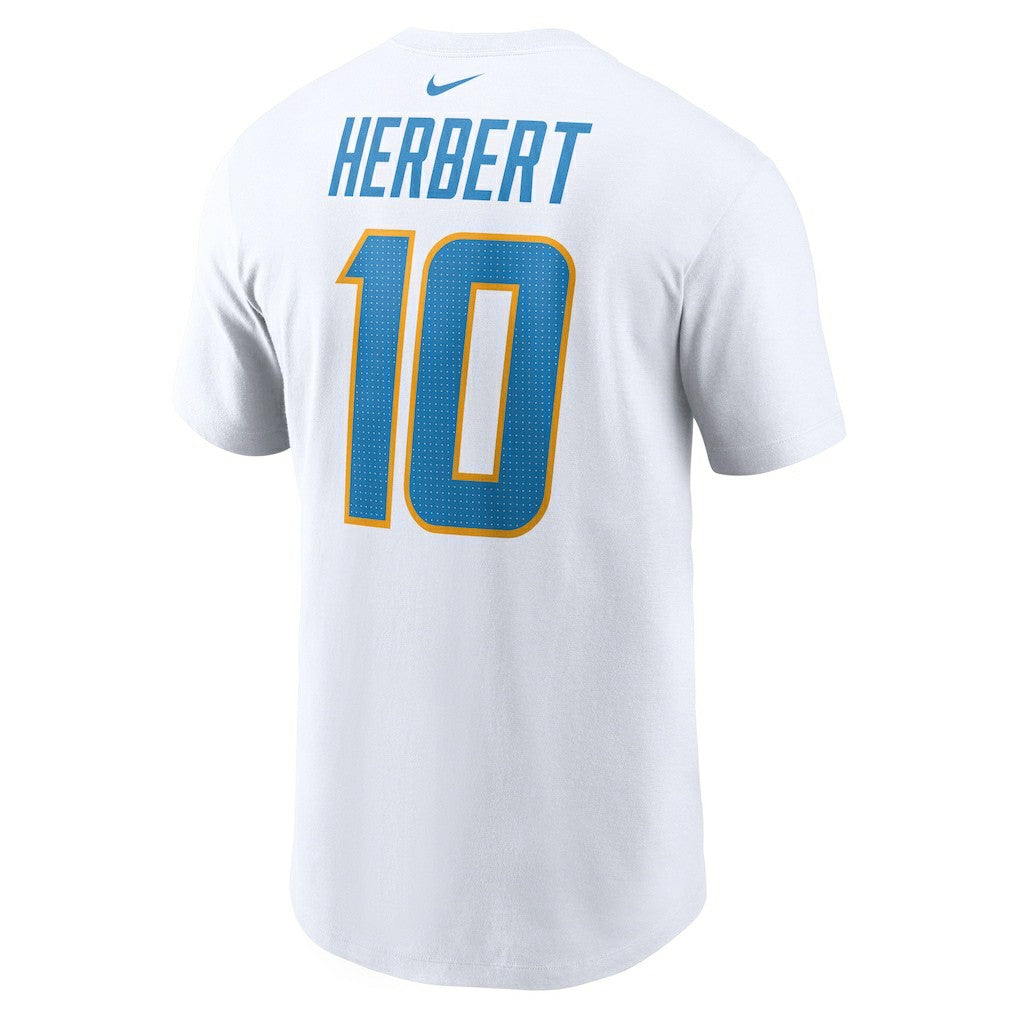 Justin Herbert Los Angeles Chargers Player Name & Number T-Shirt - White T-shirts