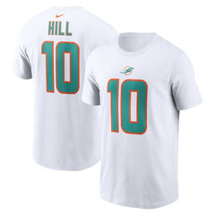 Tyreek Hill Miami Dolphins Player Name & Number T-Shirt - White T-shirts