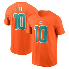 Tyreek Hill Miami Dolphins Player Name & Number T-Shirt - Orange T-shirts