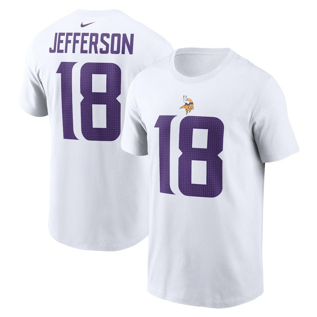 Justin Jefferson Minnesota Vikings Player Name & Number T-Shirt - White T-shirts