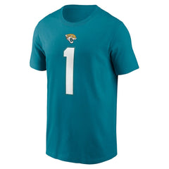 Travis Etienne Jacksonville Jaguars Player Name & Number T-Shirt - Teal T-shirts