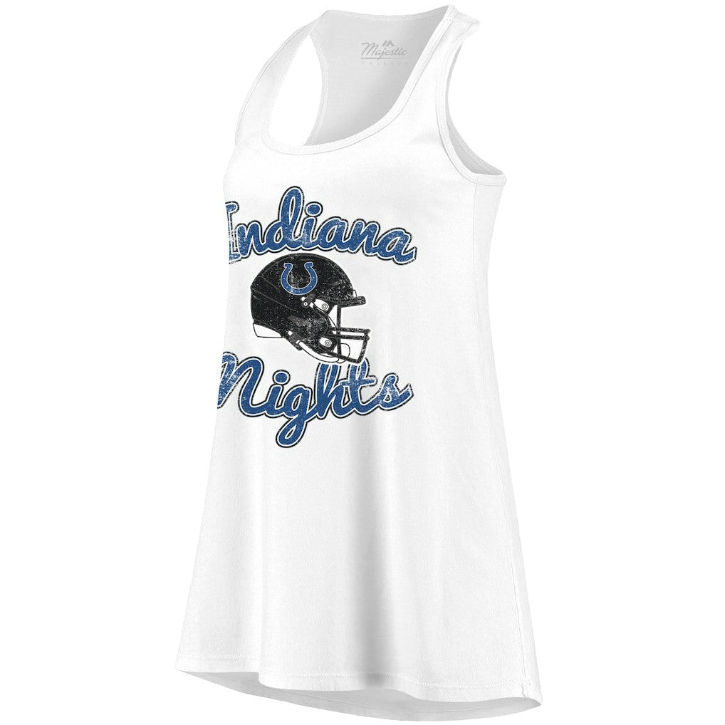 Indianapolis Colts Majestic Threads Women's Indiana Nights Alternate Racerback Tank Top - White Tops