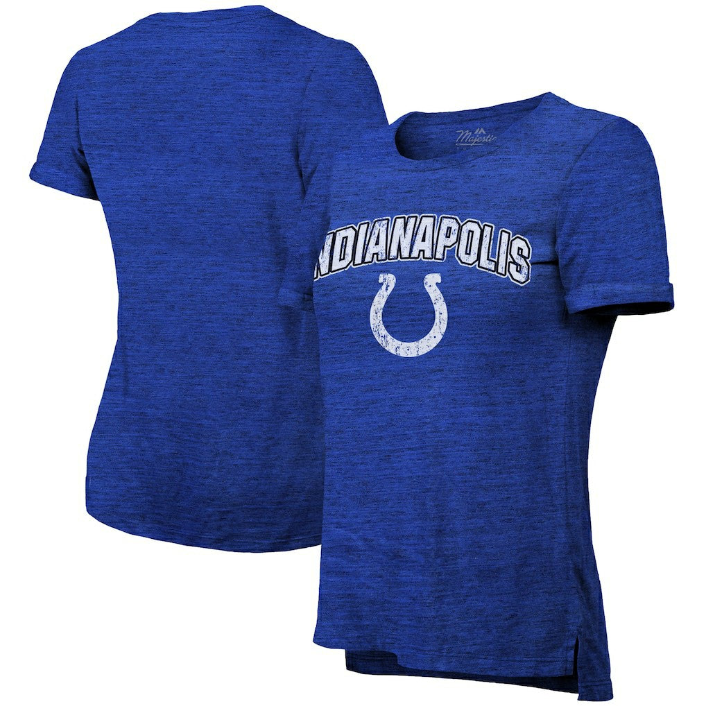 Indianapolis Colts Majestic Threads Women's Indiana Nights Alternate Tri-Blend Boyfriend T-Shirt - Heather Blue T-shirts