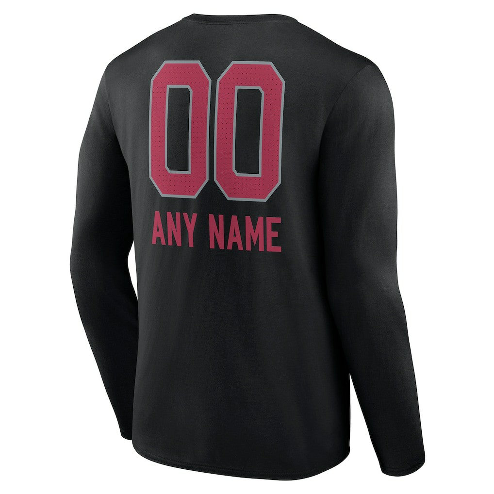 Arizona Cardinals Personalized Name & Number Team Wordmark Long Sleeve T-Shirt - Black T-shirts