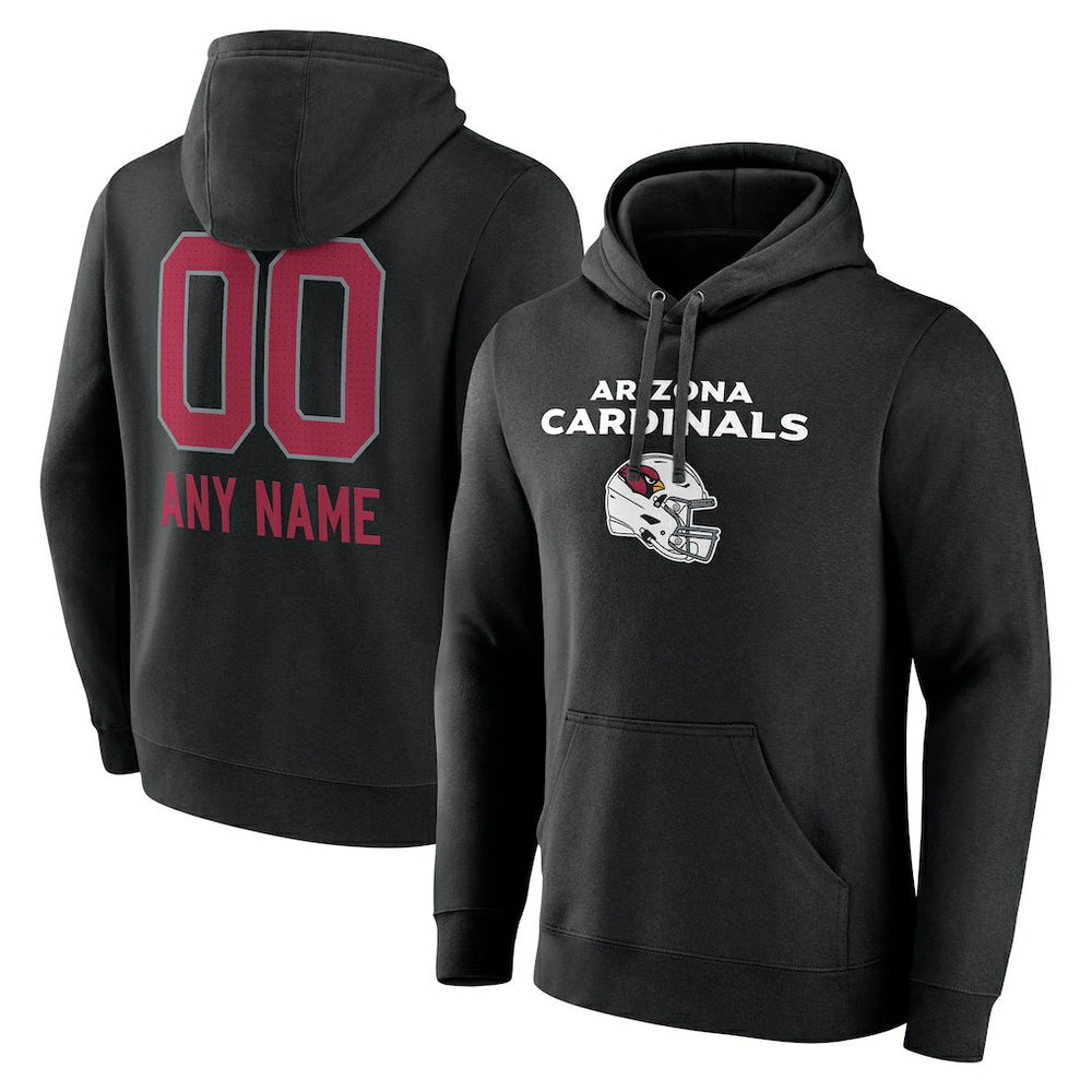 Arizona Cardinals Personalized Name & Number Team Wordmark Pullover Hoodie - Black Hoodies