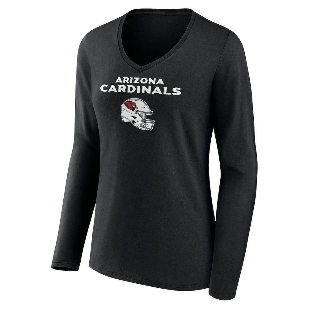 Arizona Cardinals Women's Personalized Name & Number Team Wordmark Long Sleeve V-Neck T-Shirt - Black T-shirts