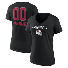 Arizona Cardinals Women's Personalized Name & Number Team Wordmark V-Neck T-Shirt - Black T-shirts