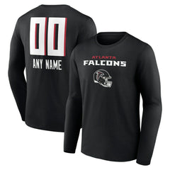 Atlanta Falcons Personalized Name & Number Team Wordmark Long Sleeve T-Shirt - Black T-shirts