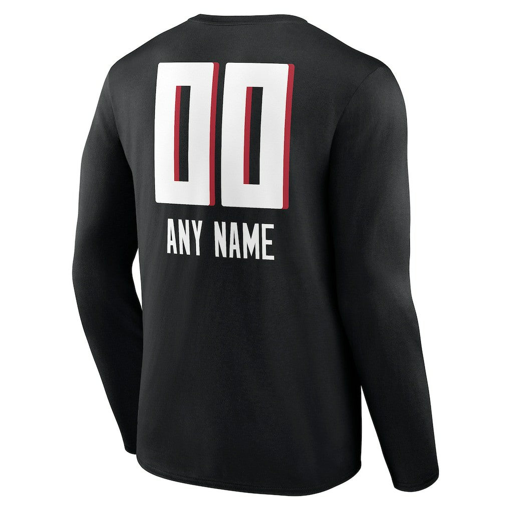 Atlanta Falcons Personalized Name & Number Team Wordmark Long Sleeve T-Shirt - Black T-shirts