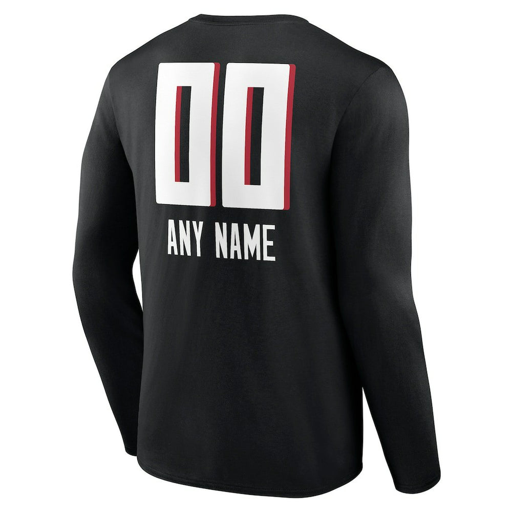Atlanta Falcons Personalized Name & Number Team Wordmark Long Sleeve T-Shirt - Black T-shirts