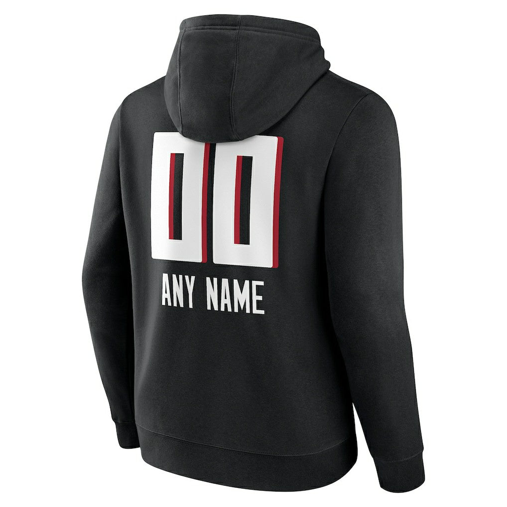 Atlanta Falcons Personalized Name & Number Team Wordmark Pullover Hoodie - Black Hoodies