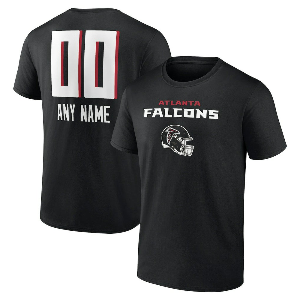 Atlanta Falcons Personalized Name & Number Team Wordmark T-Shirt - Black T-shirts