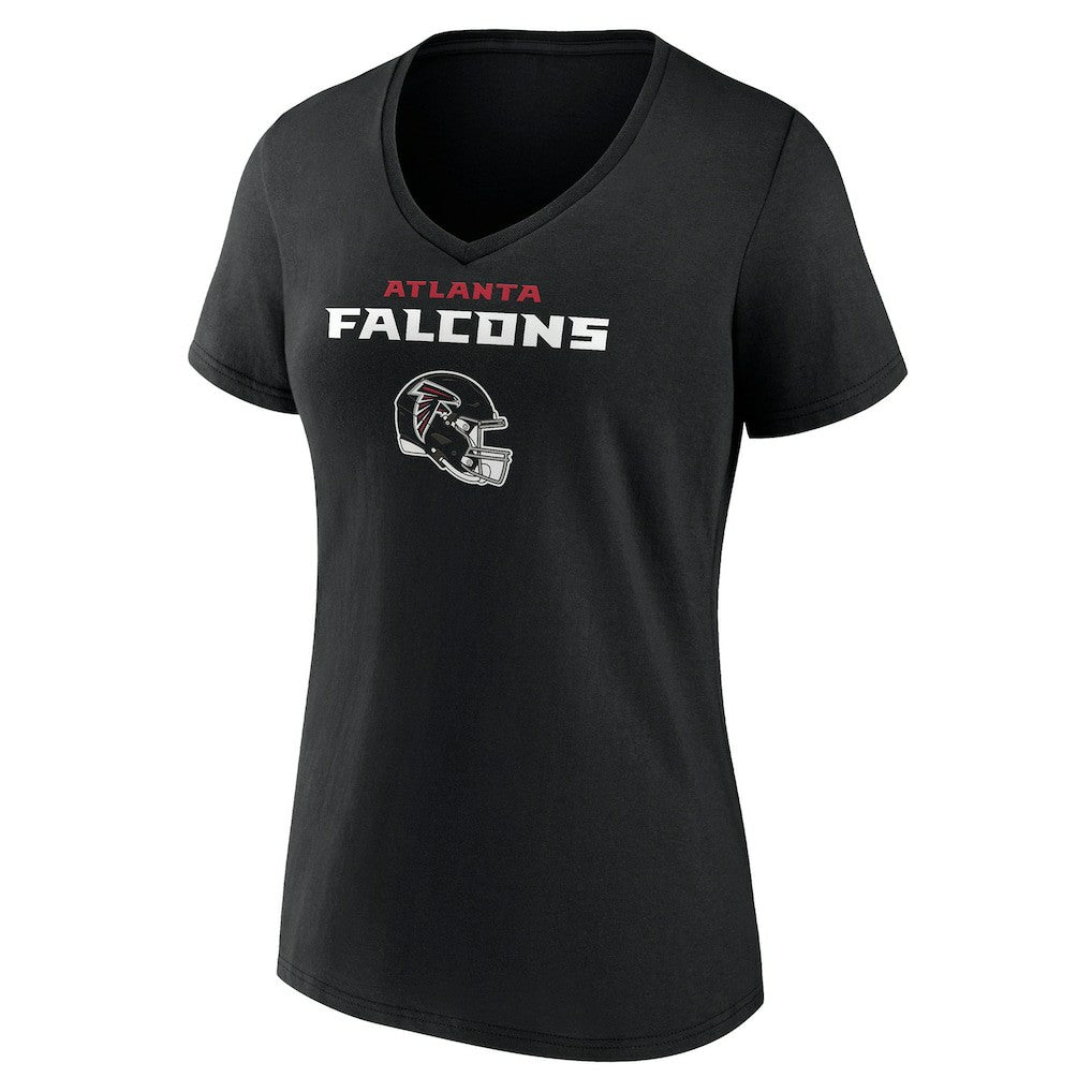 Atlanta Falcons Women's Personalized Name & Number Team Wordmark V-Neck T-Shirt - Black T-shirts