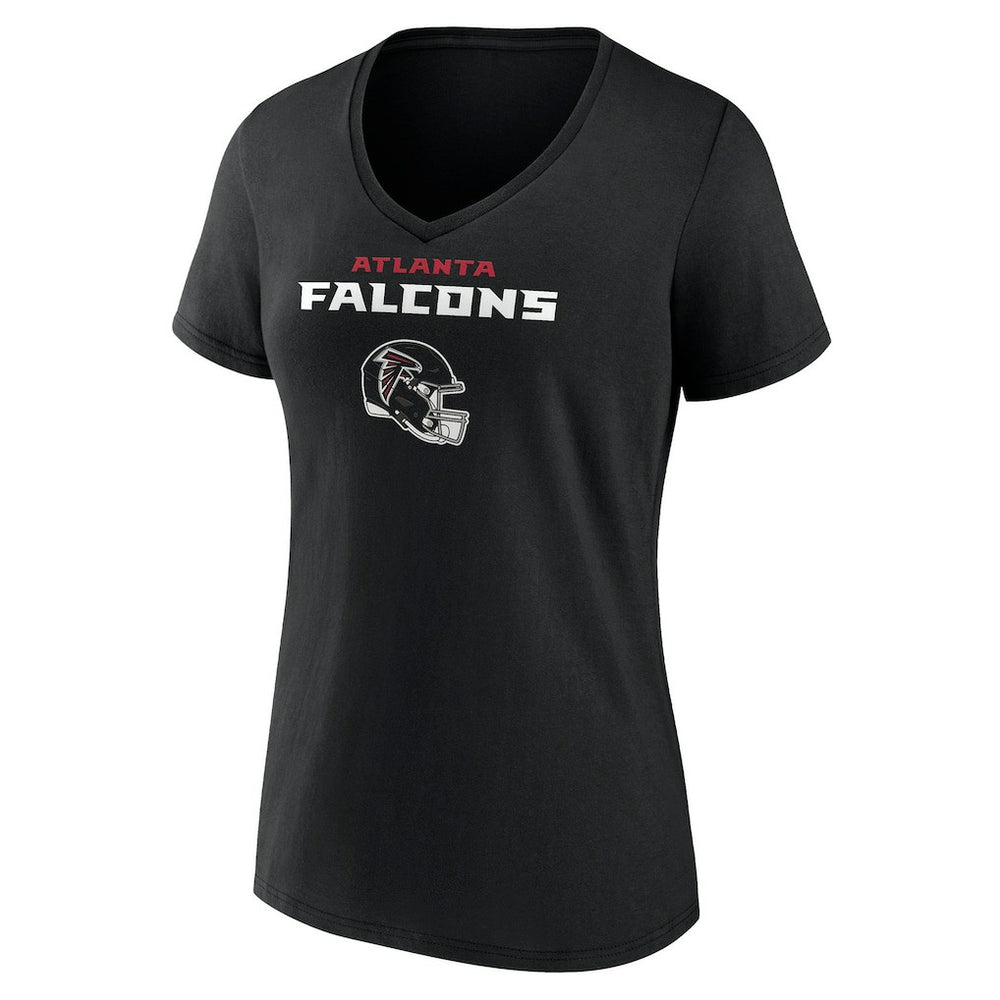 Atlanta Falcons Women's Personalized Name & Number Team Wordmark V-Neck T-Shirt - Black T-shirts