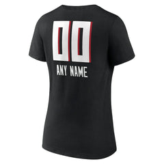 Atlanta Falcons Women's Personalized Name & Number Team Wordmark V-Neck T-Shirt - Black T-shirts