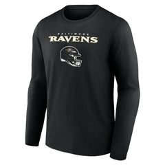 Baltimore Ravens Personalized Name & Number Team Wordmark Long Sleeve T-Shirt - Black T-shirts