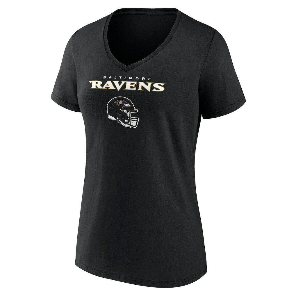Baltimore Ravens Women's Personalized Name & Number Team Wordmark V-Neck T-Shirt - Black T-shirts