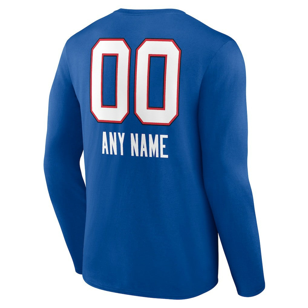 Buffalo Bills Personalized Name & Number Team Wordmark Long Sleeve T-Shirt - Royal T-shirts