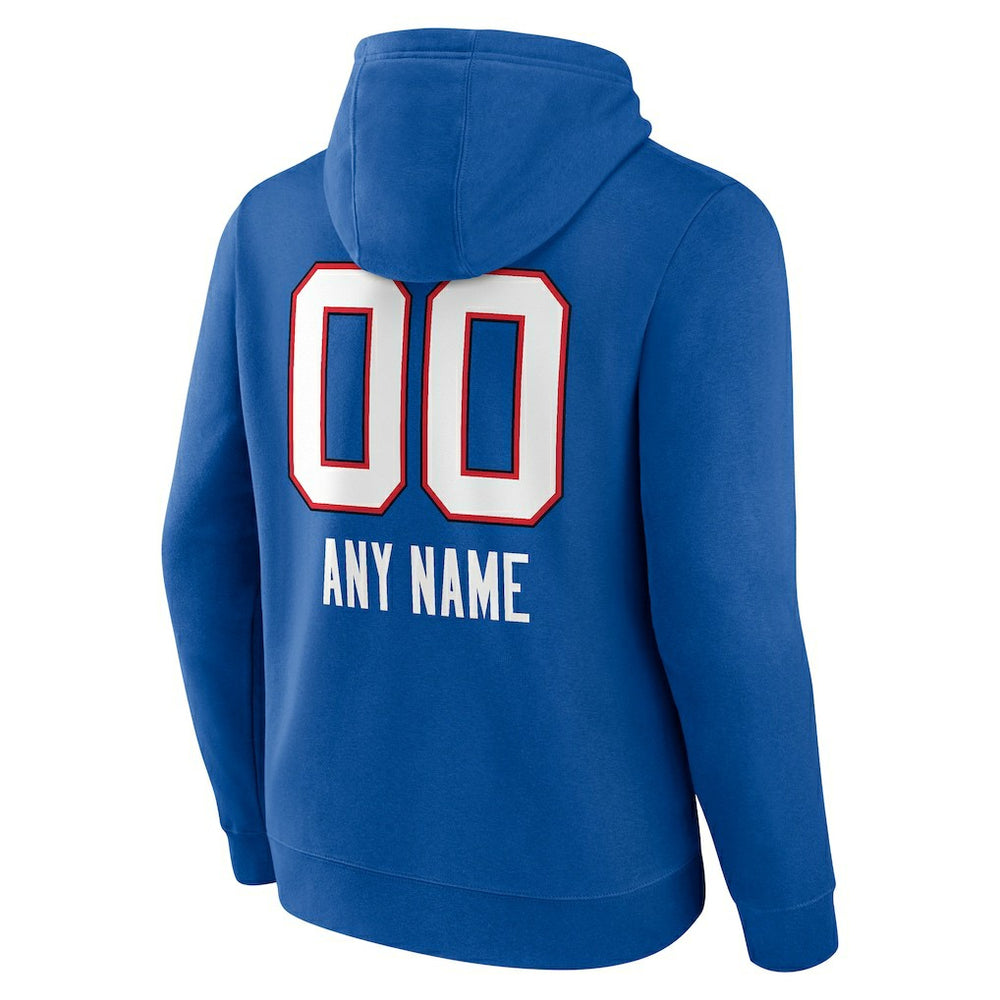 Buffalo Bills Personalized Name & Number Team Wordmark Pullover Hoodie - Royal Hoodies