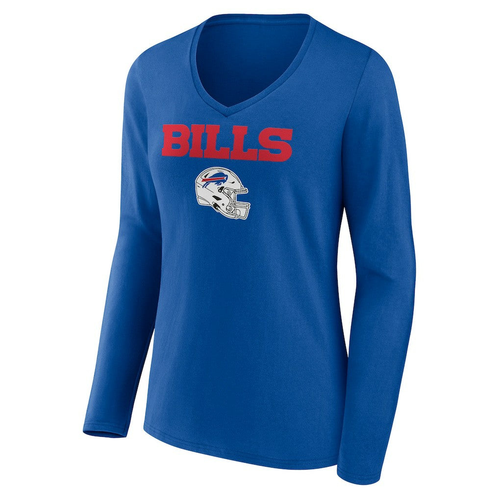 Buffalo Bills Women's Personalized Name & Number Team Wordmark Long Sleeve V-Neck T-Shirt - Royal T-shirts