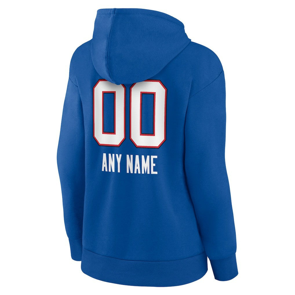 Buffalo Bills Women's Personalized Name & Number Team Wordmark Pullover Hoodie - Royal Hoodies