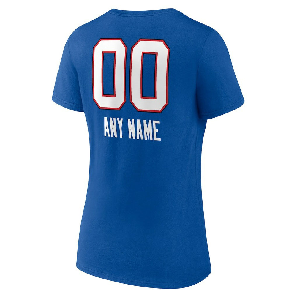 Buffalo Bills Women's Personalized Name & Number Team Wordmark V-Neck T-Shirt - Royal T-shirts