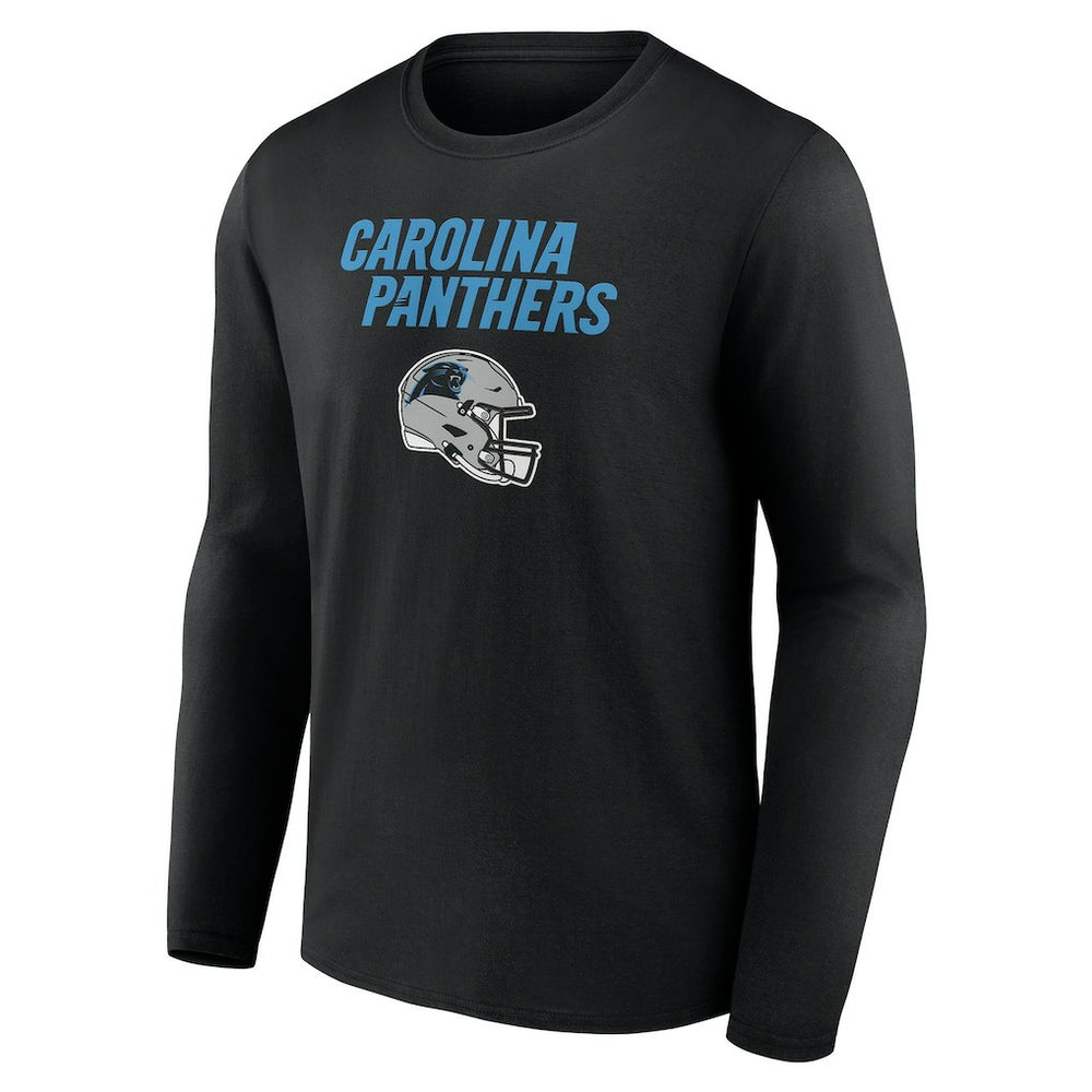 Carolina Panthers Personalized Name & Number Team Wordmark Long Sleeve T-Shirt - Black T-shirts