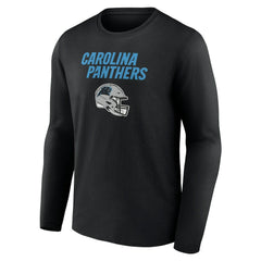 Carolina Panthers Personalized Name & Number Team Wordmark Long Sleeve T-Shirt - Black T-shirts