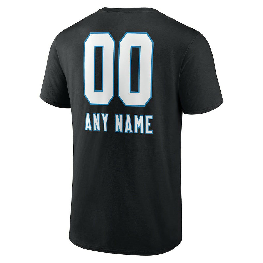 Carolina Panthers Personalized Name & Number Team Wordmark T-Shirt - Black T-shirts