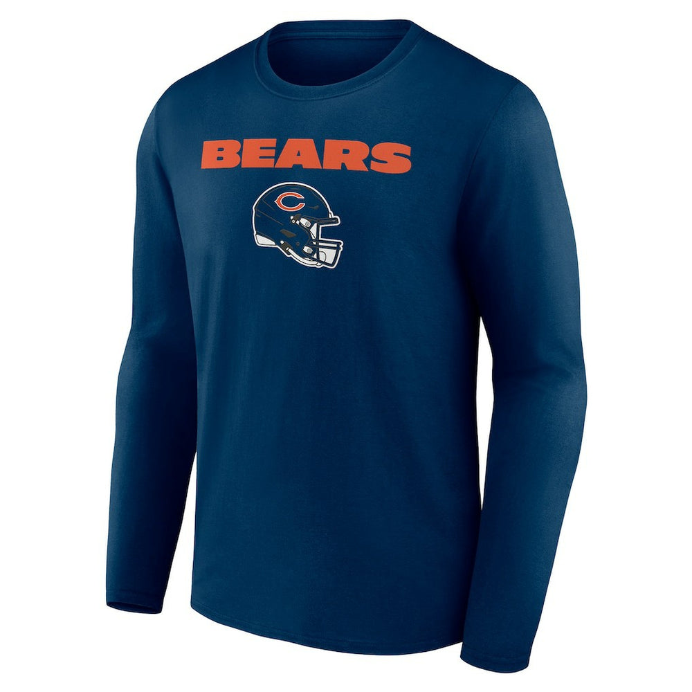 Chicago Bears Personalized Name & Number Team Wordmark Long Sleeve T-Shirt - Navy T-shirts