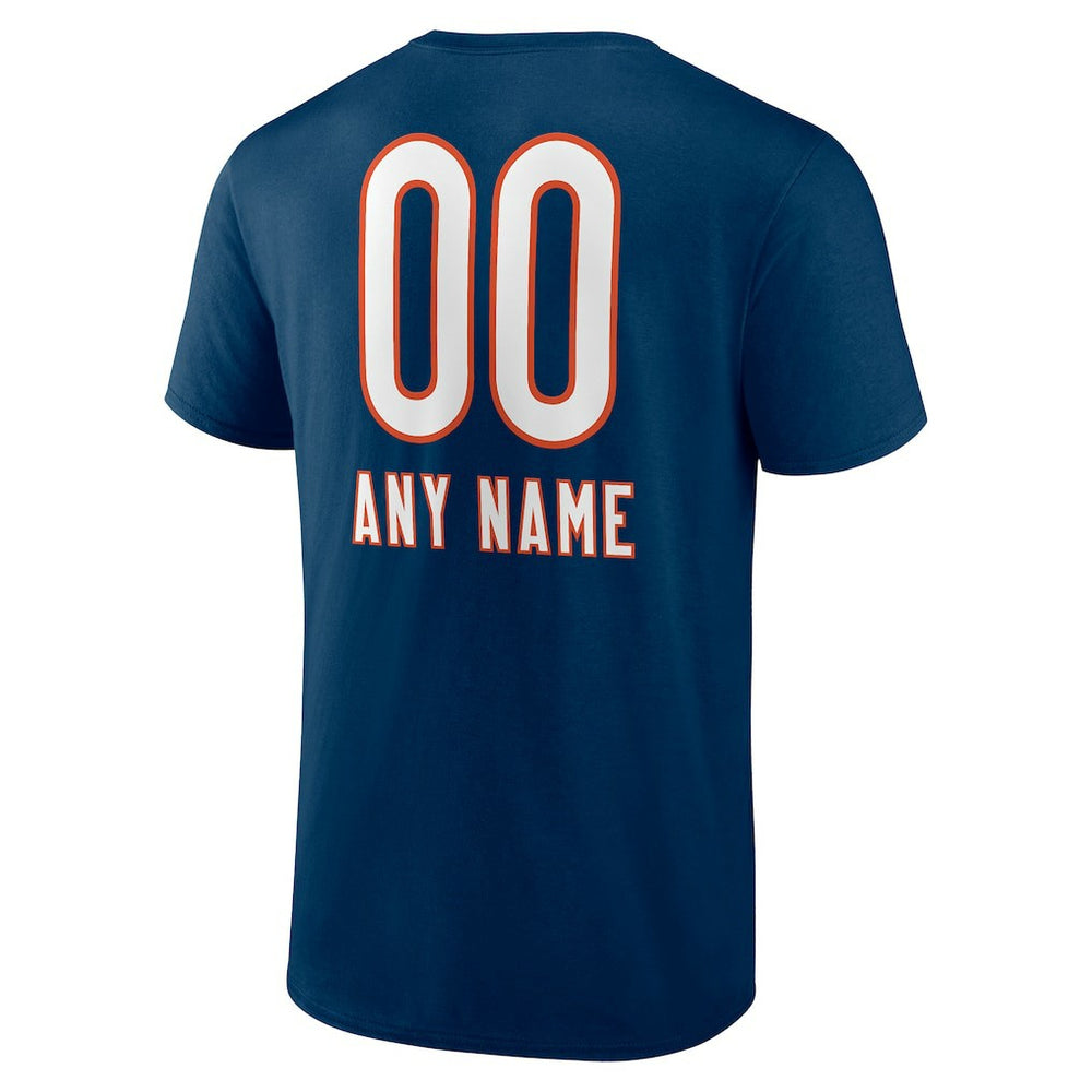 Chicago Bears Personalized Name & Number Team Wordmark T-Shirt - Navy T-shirts
