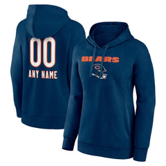Chicago Bears Women's Personalized Name & Number Team Wordmark Pullover Hoodie - Navy Hoodies