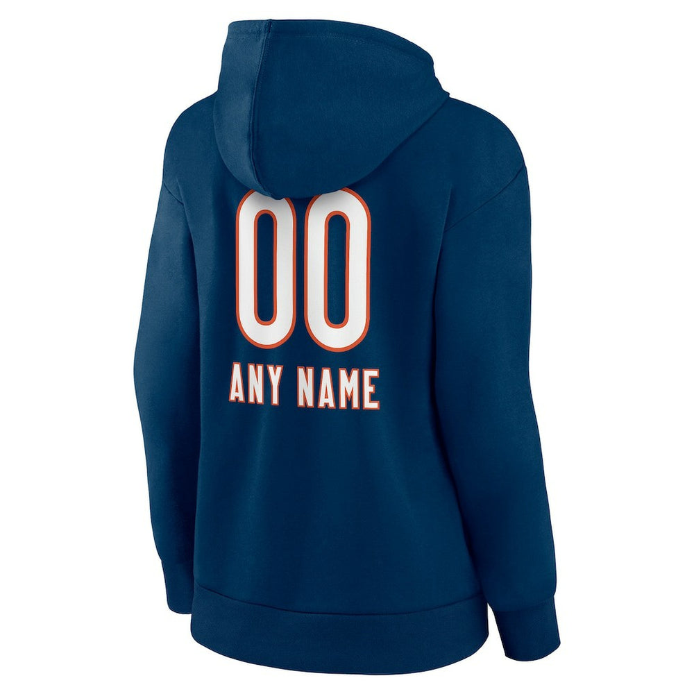 Chicago Bears Women's Personalized Name & Number Team Wordmark Pullover Hoodie - Navy Hoodies