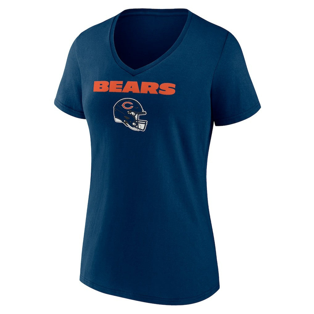 Chicago Bears Women's Personalized Name & Number Team Wordmark V-Neck T-Shirt - Navy T-shirts