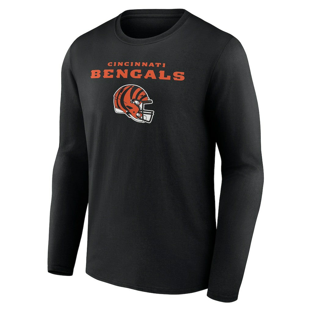 Cincinnati Bengals Personalized Name & Number Team Wordmark Long Sleeve T-Shirt - Black T-shirts