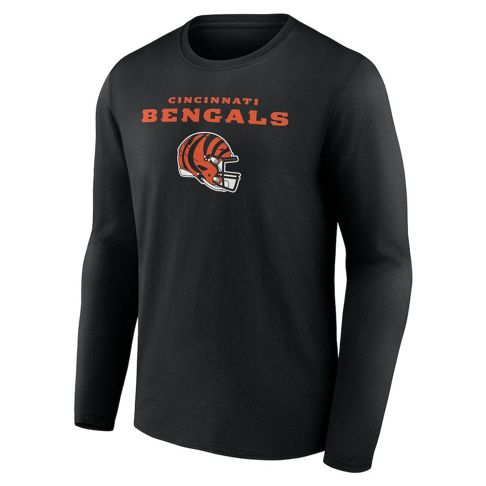 Cincinnati Bengals Personalized Name & Number Team Wordmark Long Sleeve T-Shirt - Black T-shirts