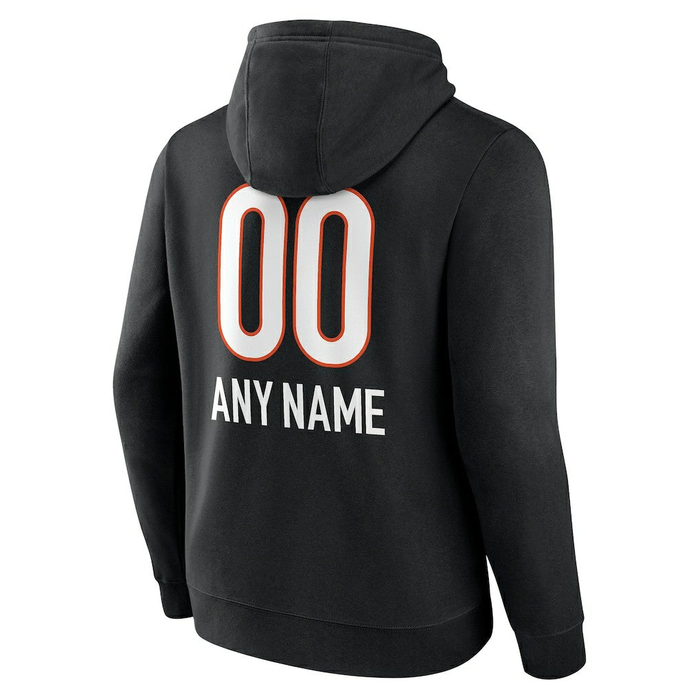 Cincinnati Bengals Personalized Name & Number Team Wordmark Pullover Hoodie - Black Hoodies