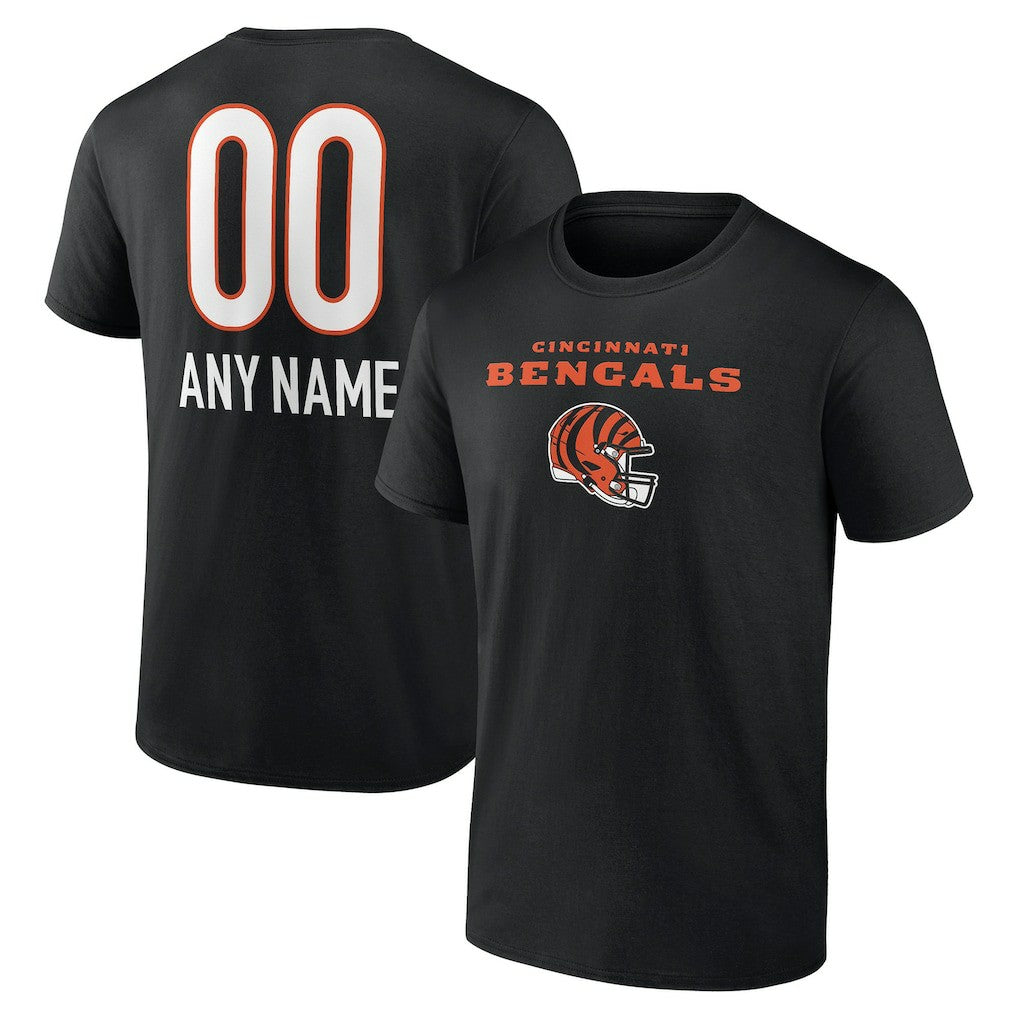 Cincinnati Bengals Personalized Name & Number Team Wordmark T-Shirt - Black T-shirts