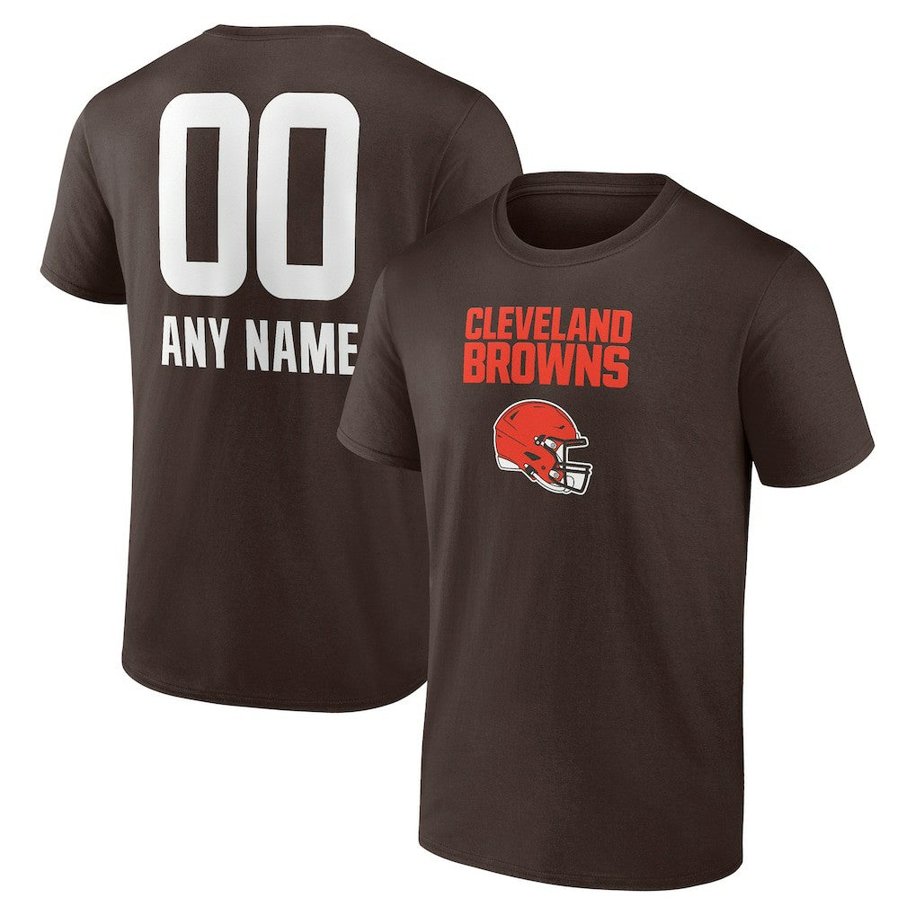 Cleveland Browns Personalized Name & Number Team Wordmark T-Shirt - Brown T-shirts