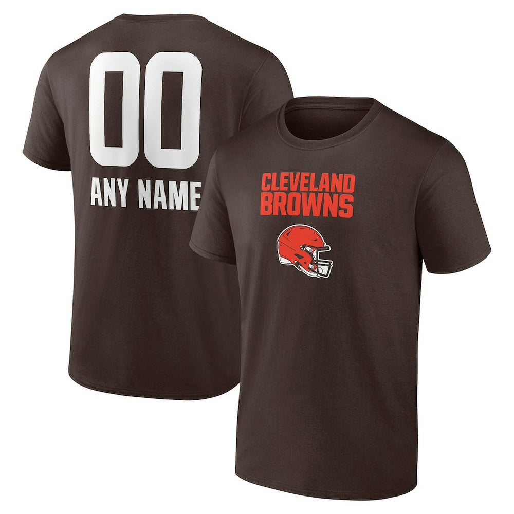 Cleveland Browns Personalized Name & Number Team Wordmark T-Shirt - Brown T-shirts