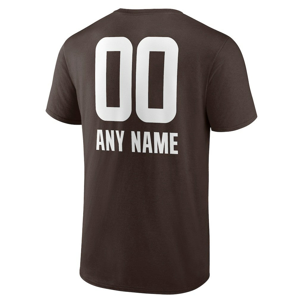 Cleveland Browns Personalized Name & Number Team Wordmark T-Shirt - Brown T-shirts