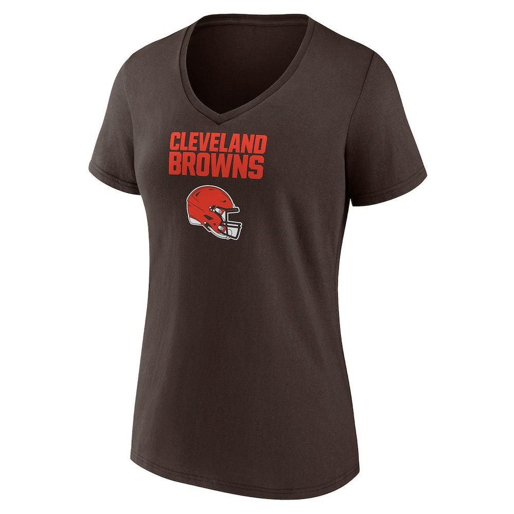 Cleveland Browns Women's Personalized Name & Number Team Wordmark V-Neck T-Shirt - Brown T-shirts
