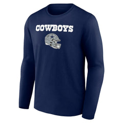 Dallas Cowboys Personalized Name & Number Team Wordmark Long Sleeve T-Shirt - Navy T-shirts