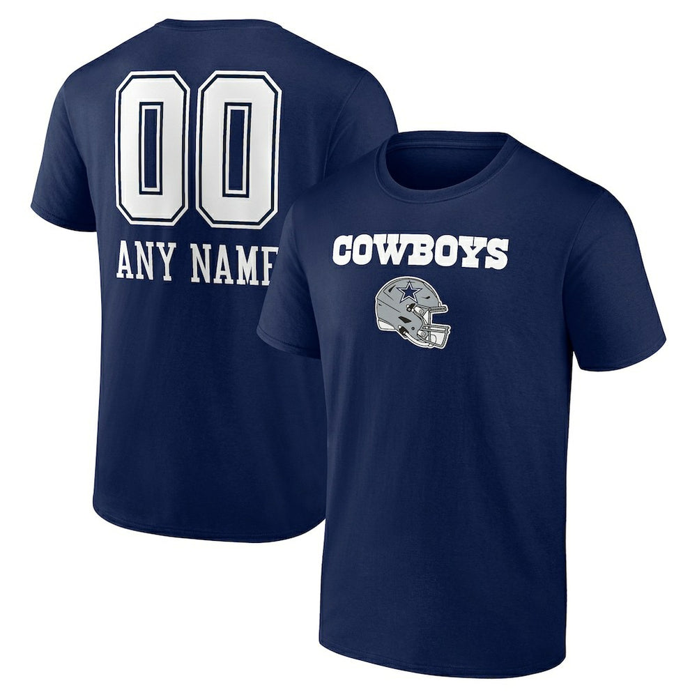 Dallas Cowboys Personalized Name & Number Team Wordmark T-Shirt - Navy T-shirts