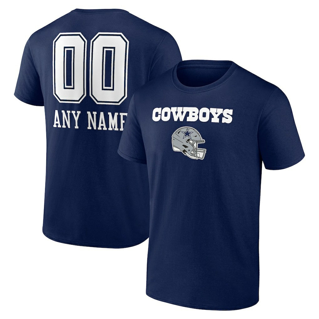 Dallas Cowboys Personalized Name & Number Team Wordmark T-Shirt - Navy T-shirts