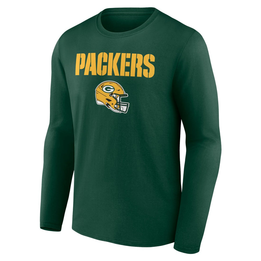 Green Bay Packers Personalized Name & Number Team Wordmark Long Sleeve T-Shirt - Green T-shirts