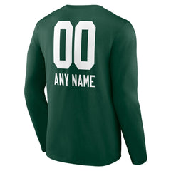 Green Bay Packers Personalized Name & Number Team Wordmark Long Sleeve T-Shirt - Green T-shirts